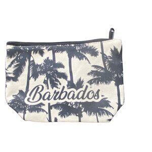 Barbados Palm Canvas Bag St. Lucy Small Travel Makeup Bag Black & White Tropical